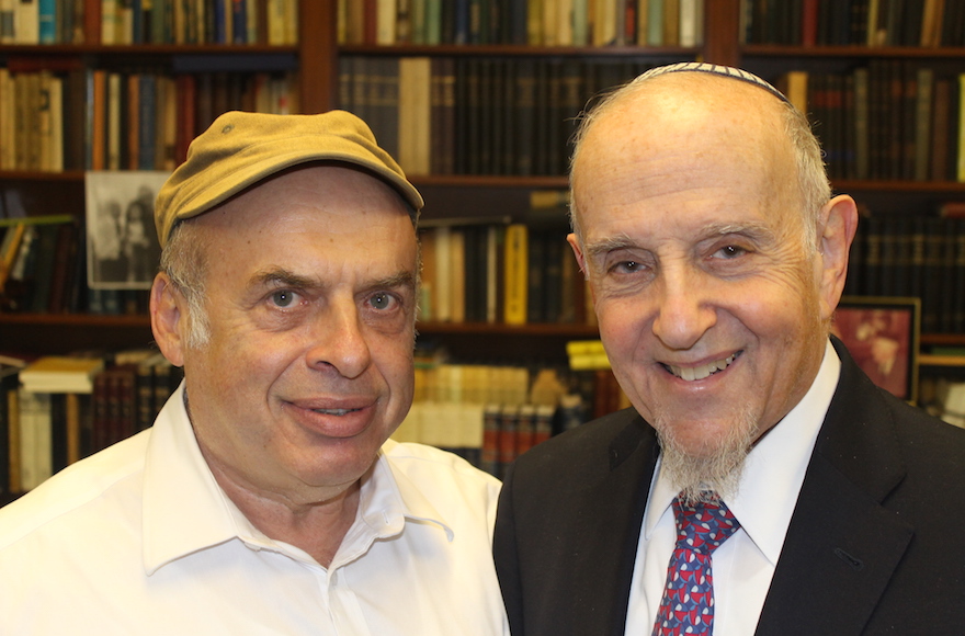 After Israel's Chief Rabbinate rejected a conversion performed by prominent modern Orthodox Rabbi Haskel Lookstein (right), Jewish Agency for Israel Chairman Natan Sharansky (left) protested on his behalf. (Ben Sales)