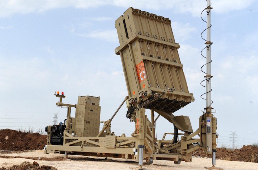 an iron dome anti-rocket defense system battery in the tel aviv